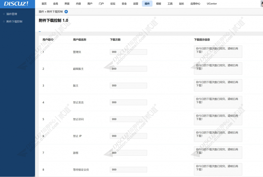 Discuz! 附件下载控制 附件下载控制(winxin_download_limit)