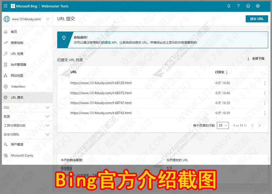 Discuz! SEO必应自动提交URL 通过必应官方API提交URL(addon_seo_bingsubmiturl)