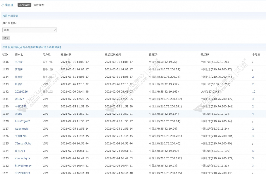 Discuz! 小号清理 v1.3.2 商业版(zqlj_xiaohao)